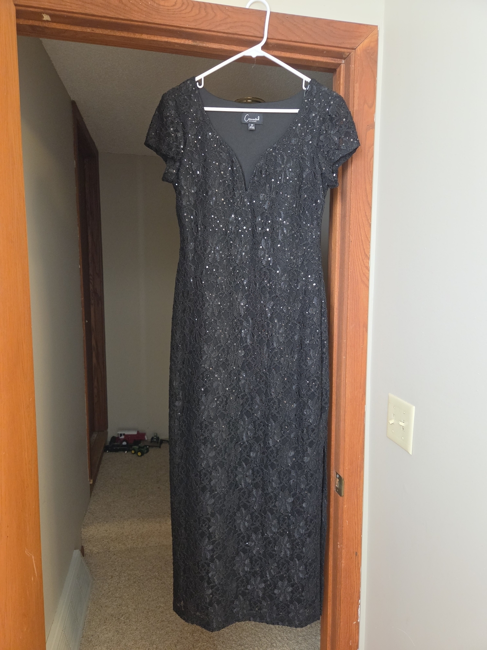 Petite Black Lace Sequin Dress